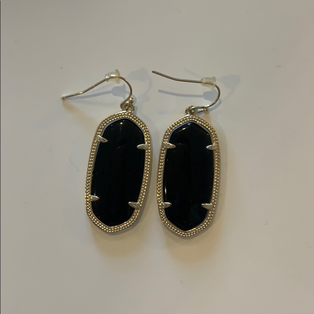 Gold Drop Earrings in Black